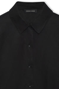 BRUNI SHIRT - BLACK LINEN BLEND