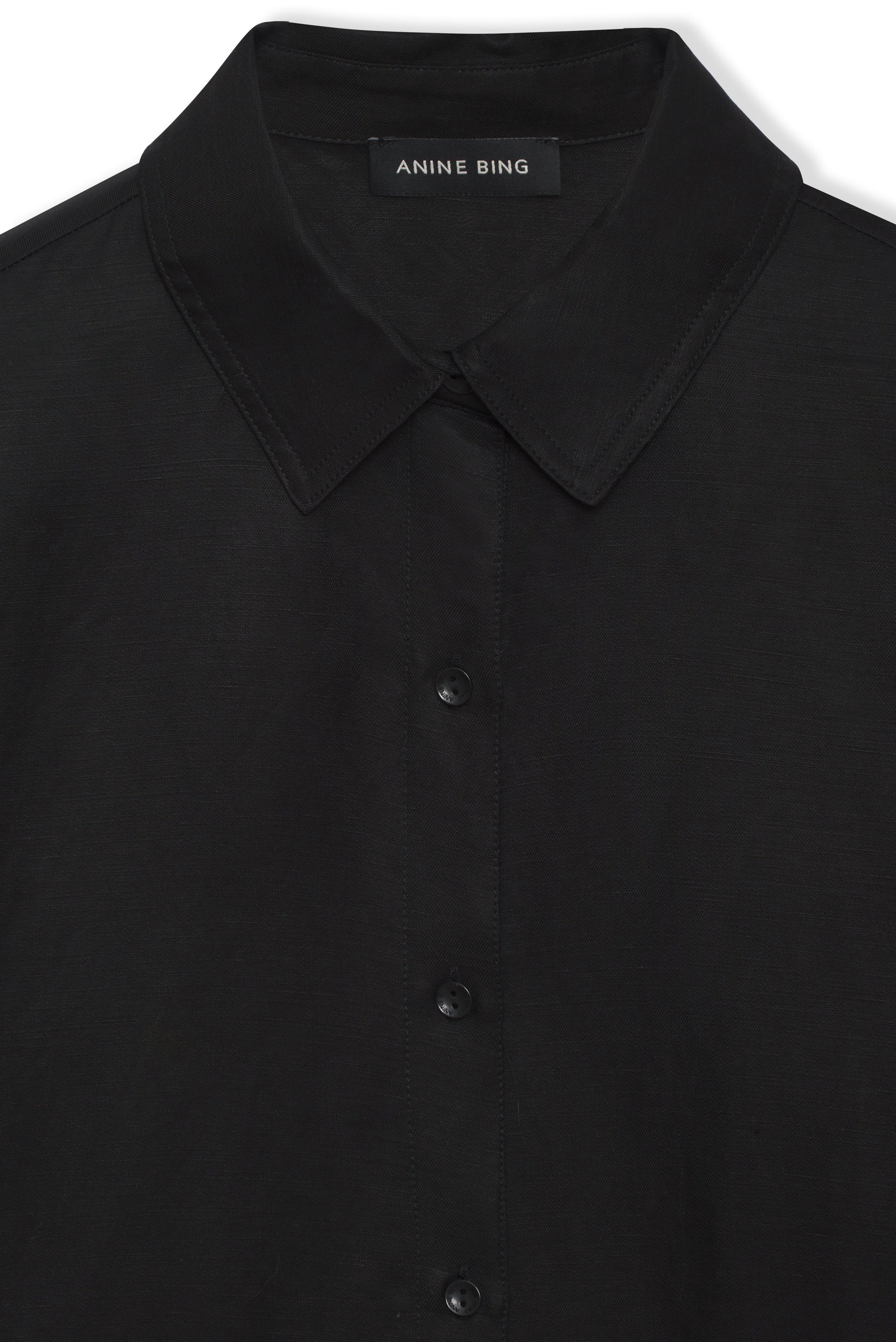 BRUNI SHIRT - BLACK LINEN BLEND