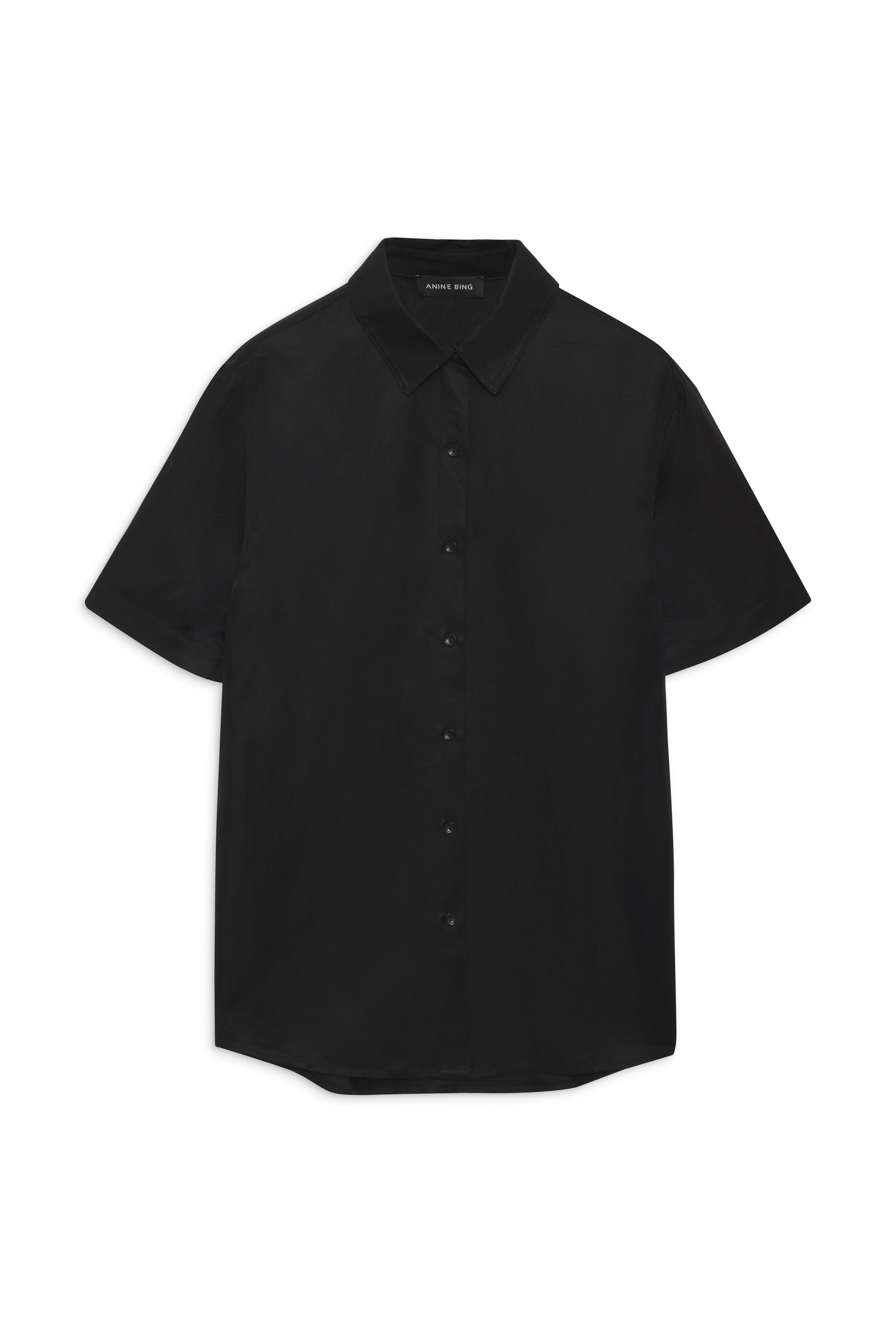 BRUNI SHIRT - BLACK LINEN BLEND