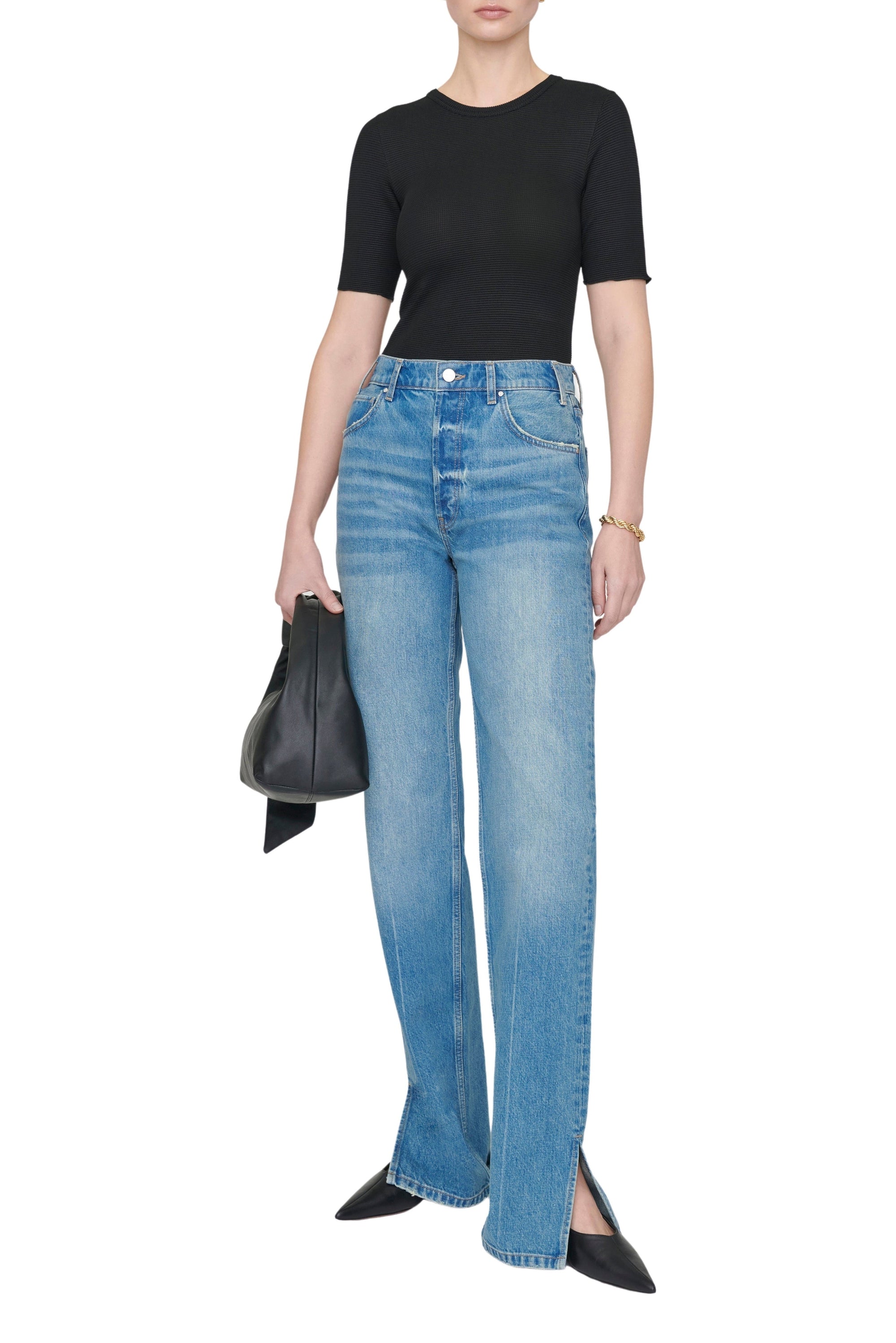 16qty NEW / CAITLYN TOP - BLACK WAFFLE