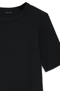 CAITLYN TOP - BLACK WAFFLE
