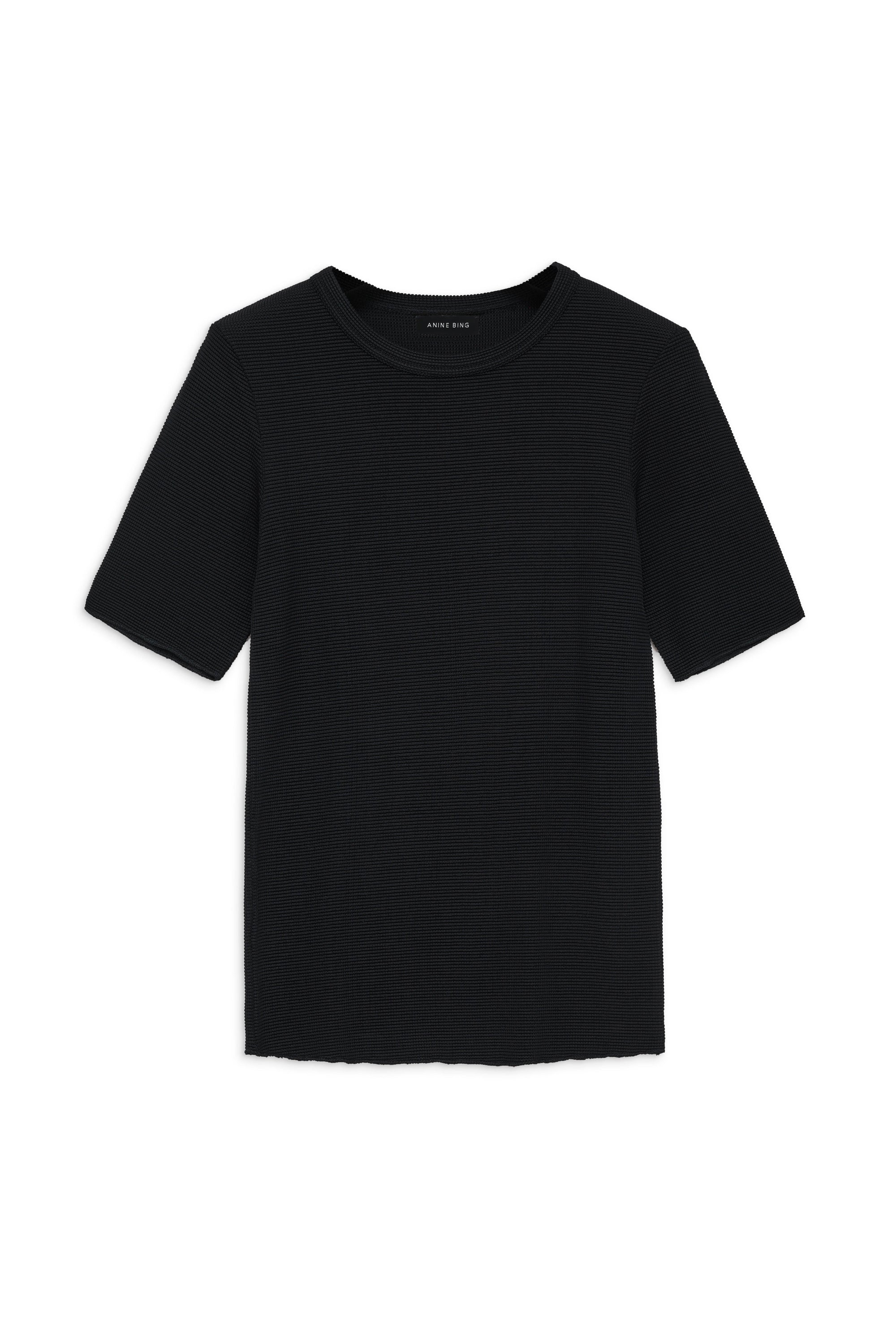 CAITLYN TOP - BLACK WAFFLE