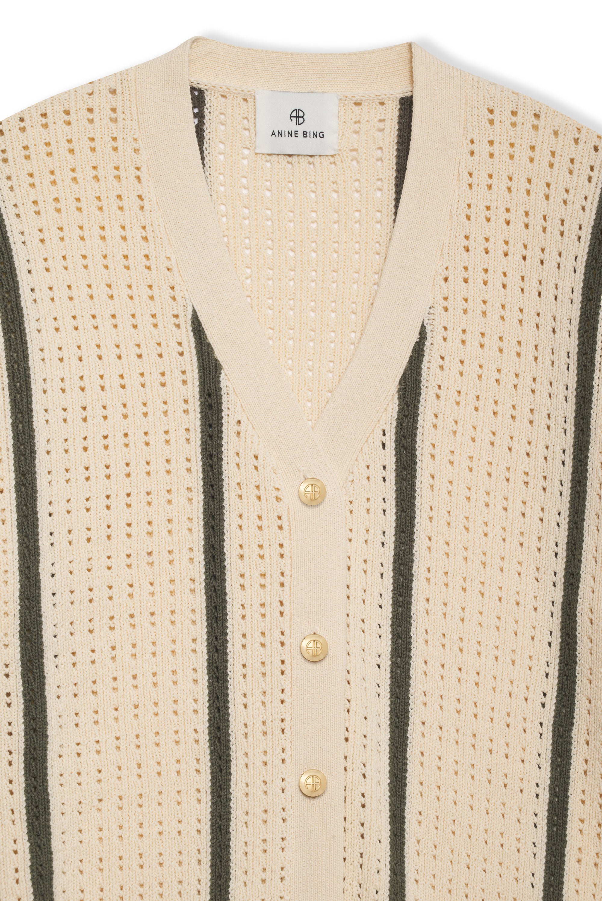 CAMRYN CARDIGAN - IVORY AND ARMY GREEN STRIPE