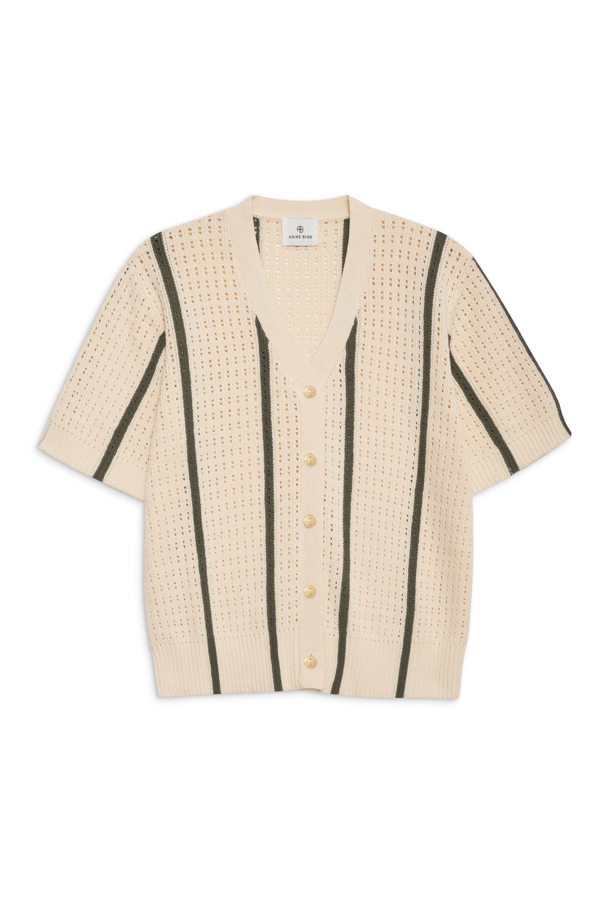 2qty RELIQUAT 65€ / CAMRYN CARDIGAN - IVORY AND ARMY GREEN STRIPE