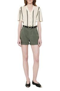CAMRYN CARDIGAN - IVORY AND ARMY GREEN STRIPE