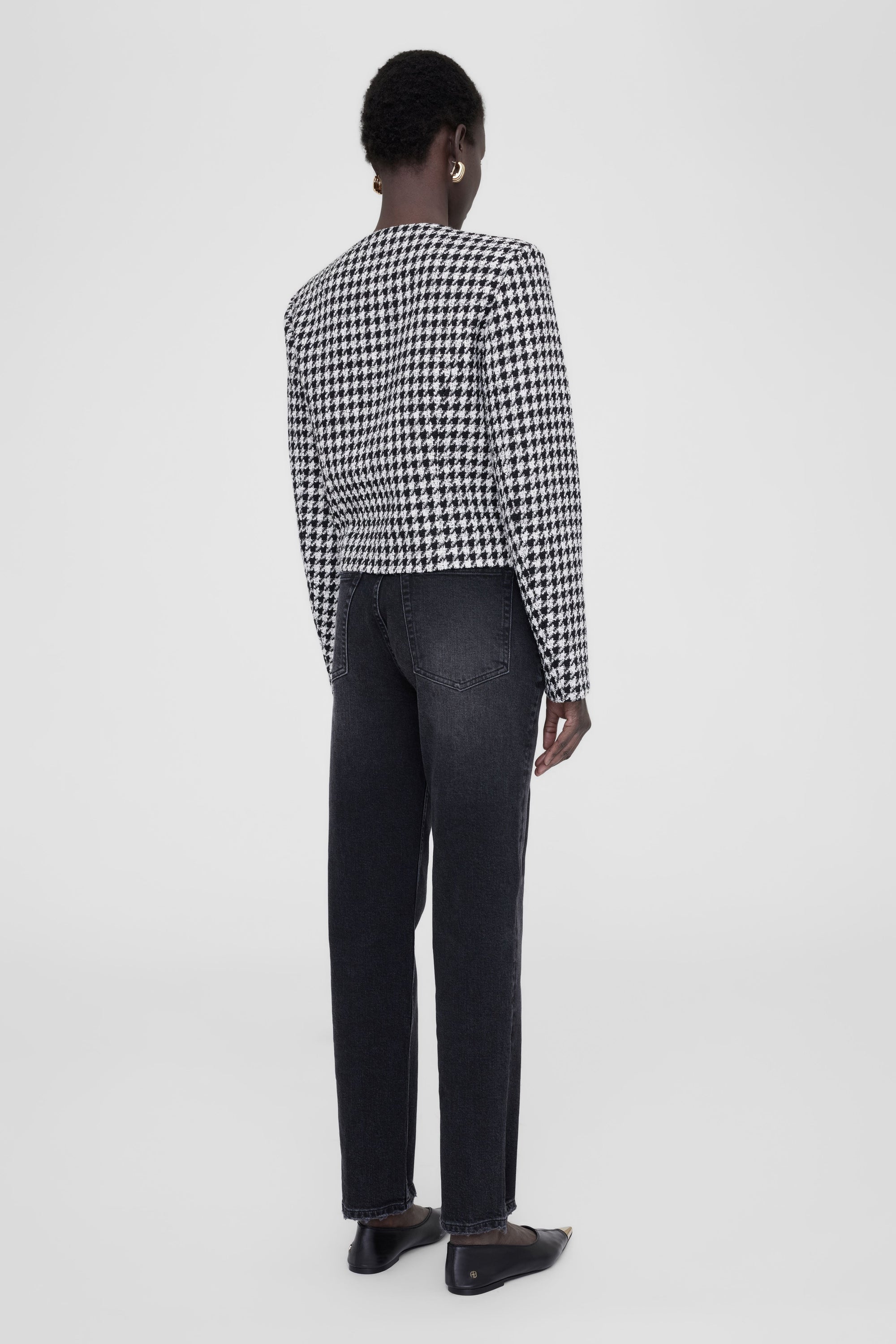CARA JACKET - CREAM AND BLACK HOUNDSTOOTH