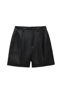 CARMEN SHORT - BLACK RECYCLED LEATHER