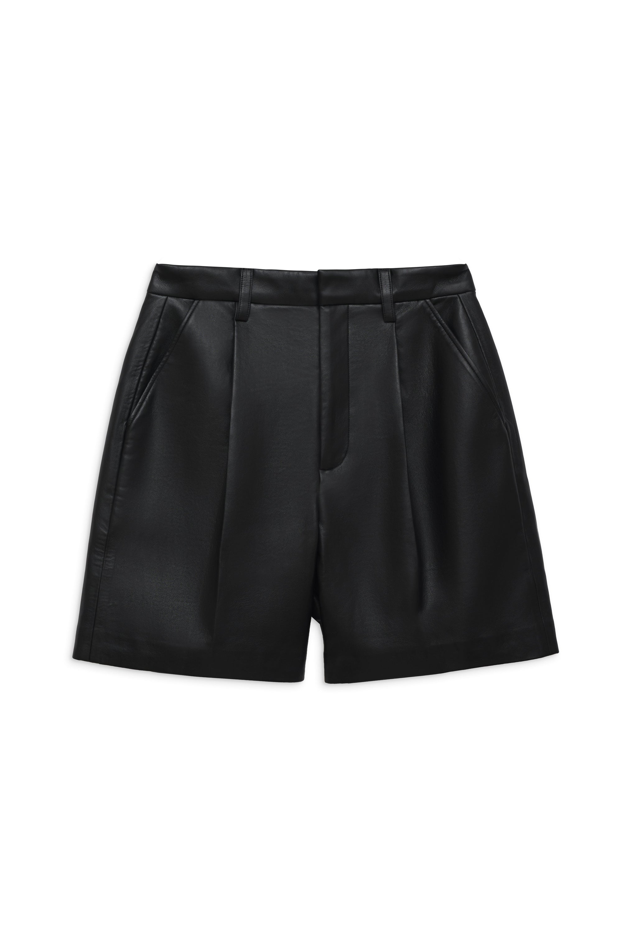 CARMEN SHORT - BLACK RECYCLED LEATHER