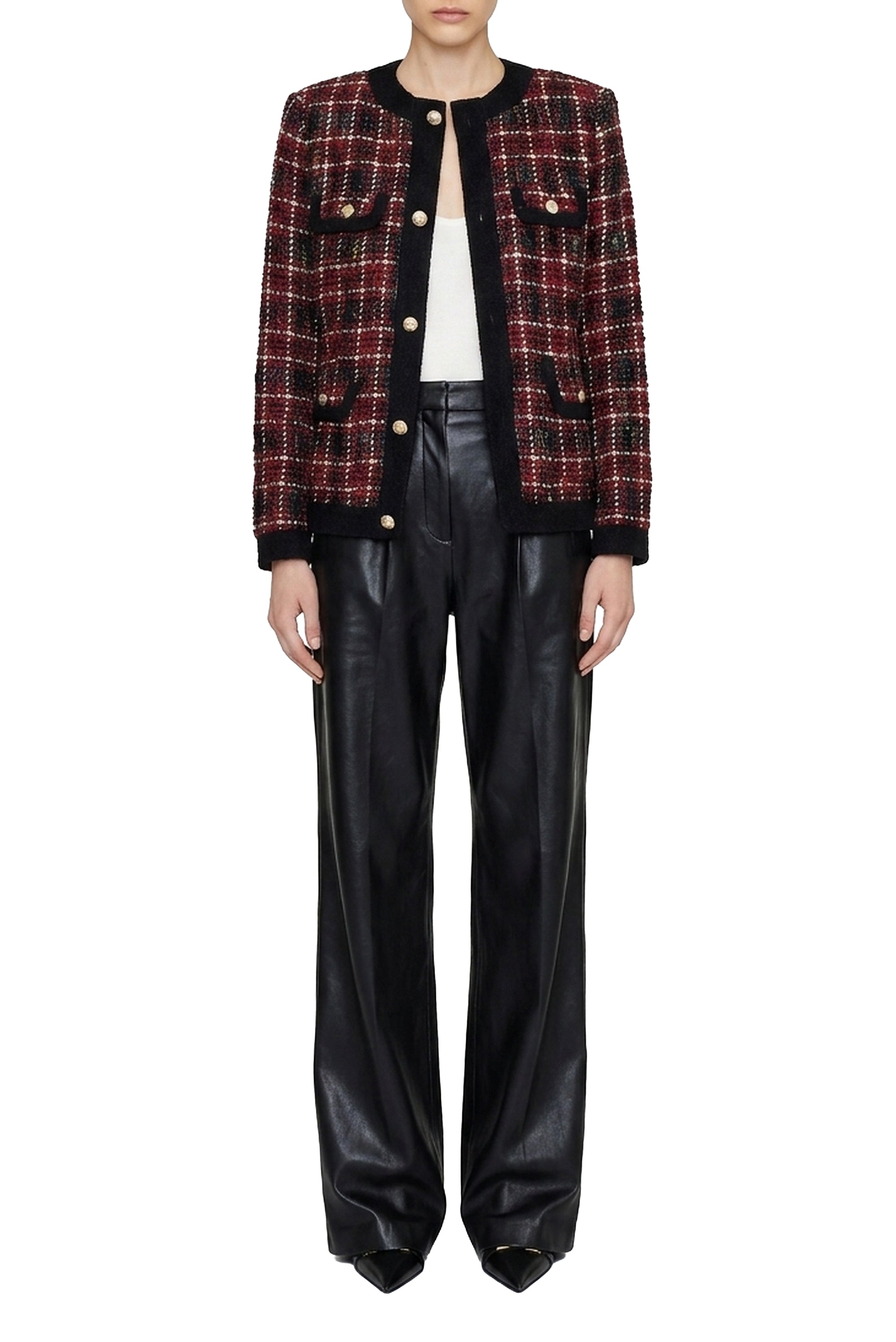 Carmen high waist leather trousers - Black