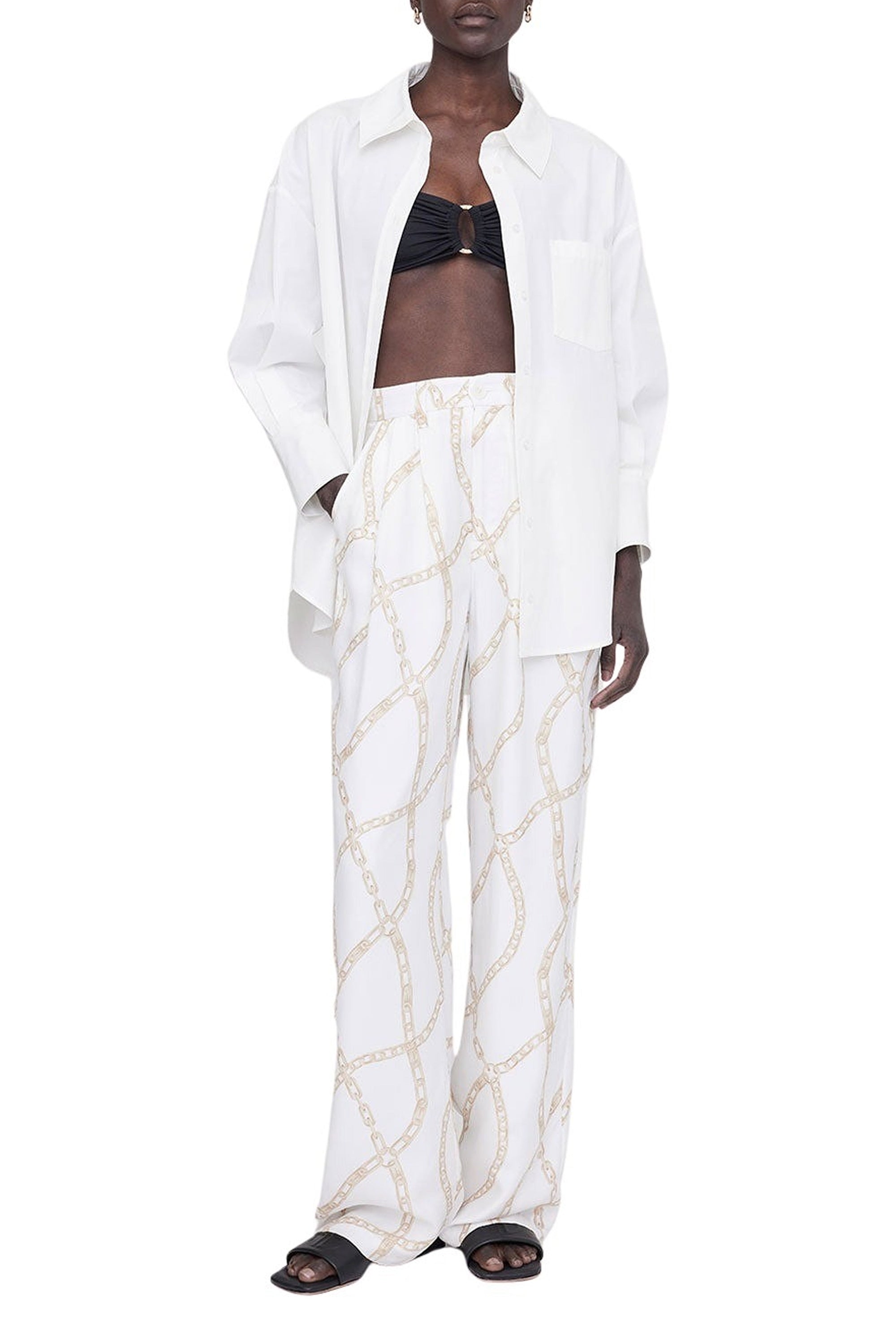 1qty NEW / CARRIE PANT - CREAM AND TAN LINK PRINT