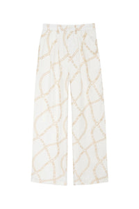 1qty NEW / CARRIE PANT - CREAM AND TAN LINK PRINT