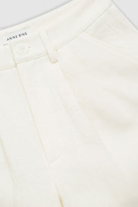 Carrie high-waisted shorts in linen - Off White