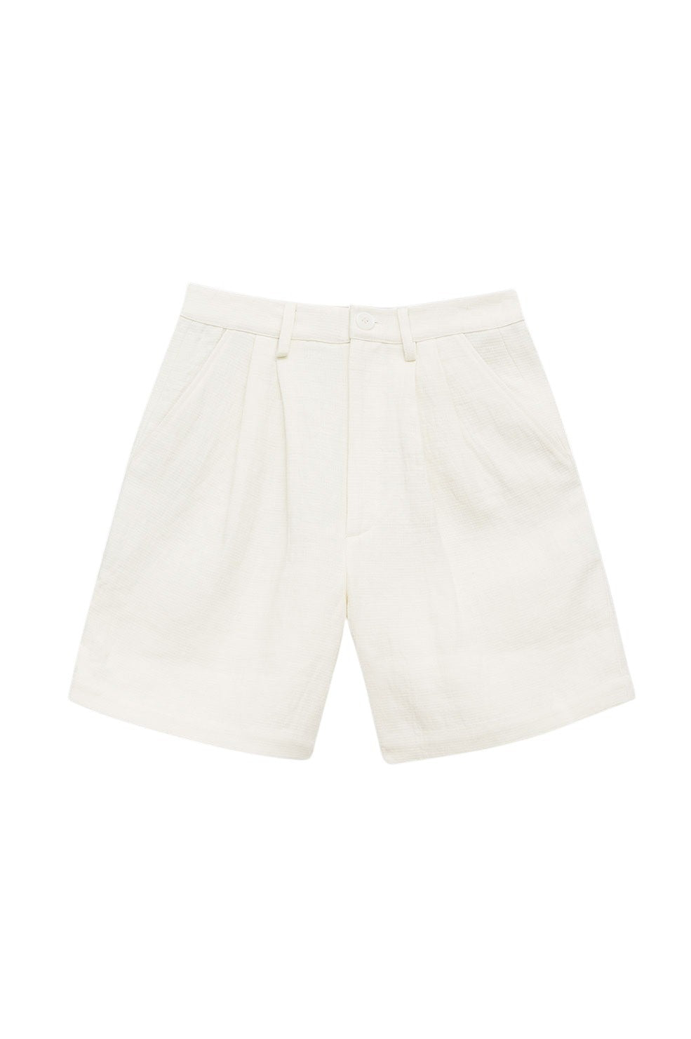 Carrie high-waisted shorts in linen - Off White