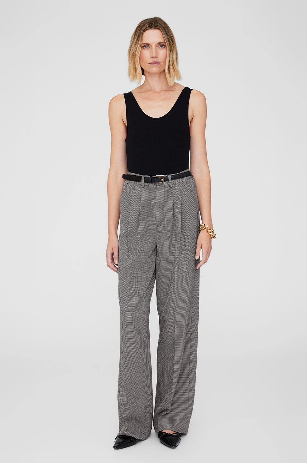 CARRIE PANT - BLACK AND WHITE MINI HOUNDSTOOTH