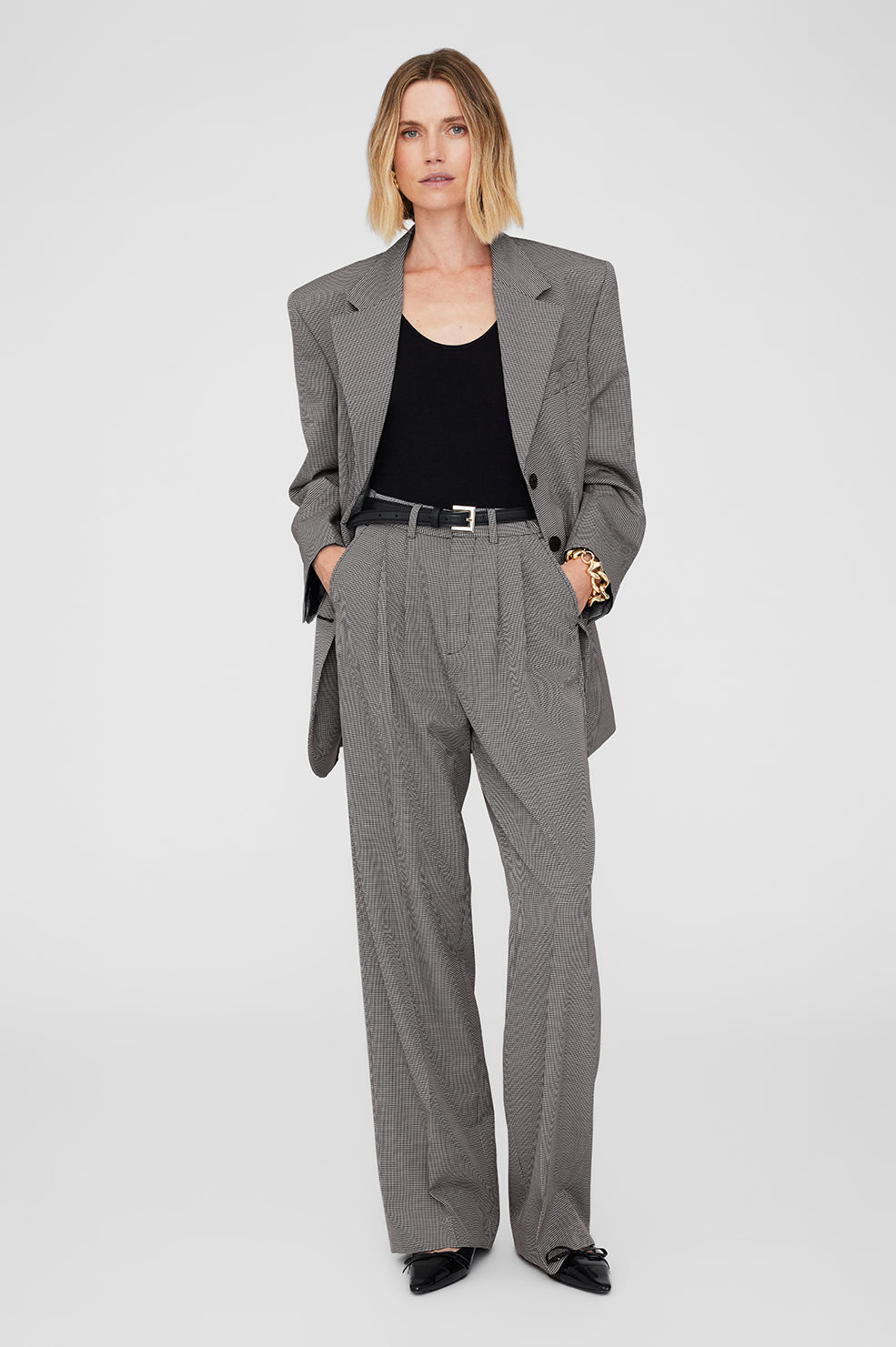 CARRIE PANT - BLACK AND WHITE MINI HOUNDSTOOTH