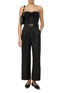 1qty RELIQUAT 95€ / CARRIE ANKLE PANT - BLACK LINEN BLEND