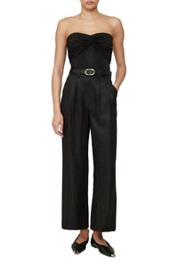 CARRIE ANKLE PANT - BLACK LINEN BLEND