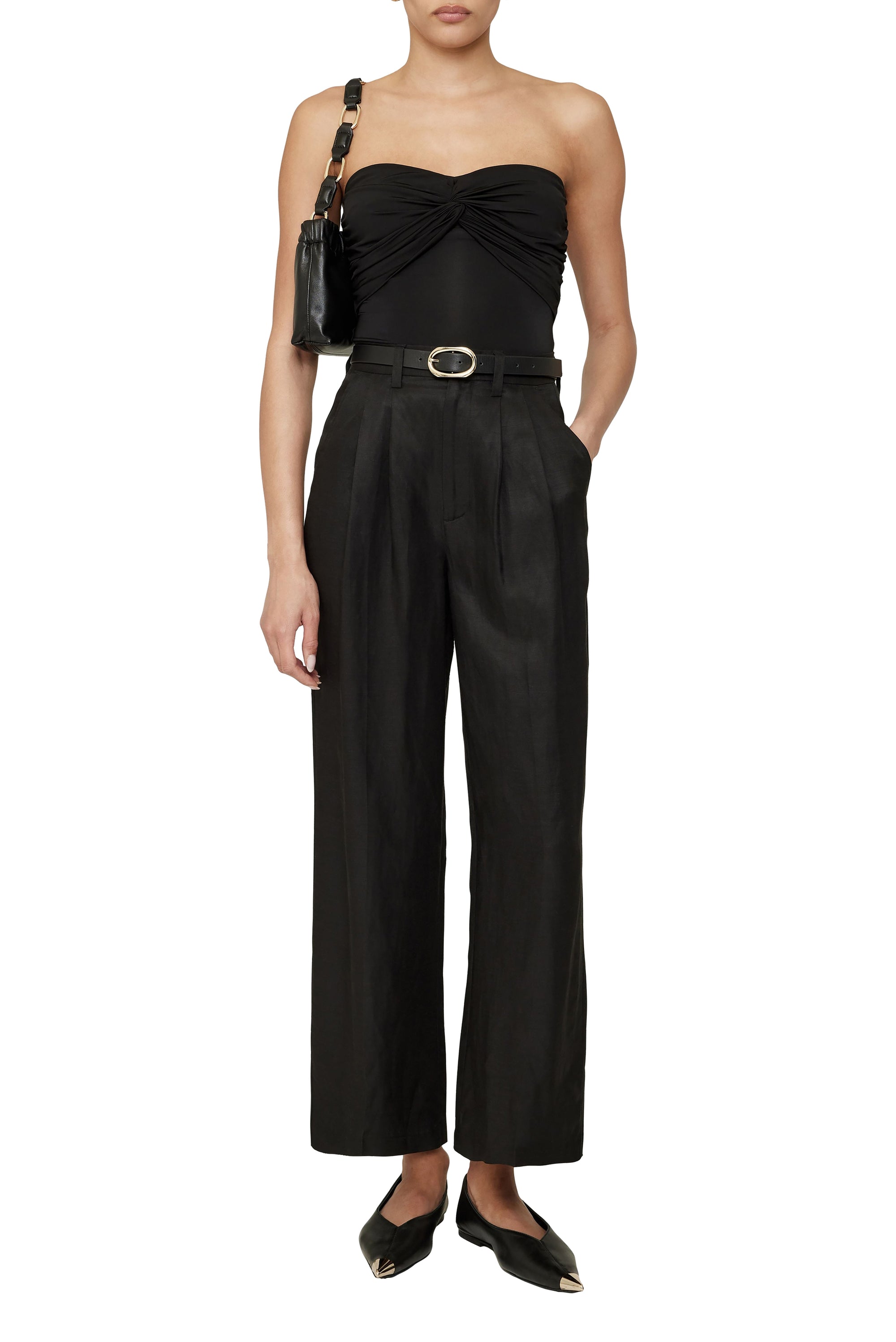 CARRIE ANKLE PANT - BLACK LINEN BLEND