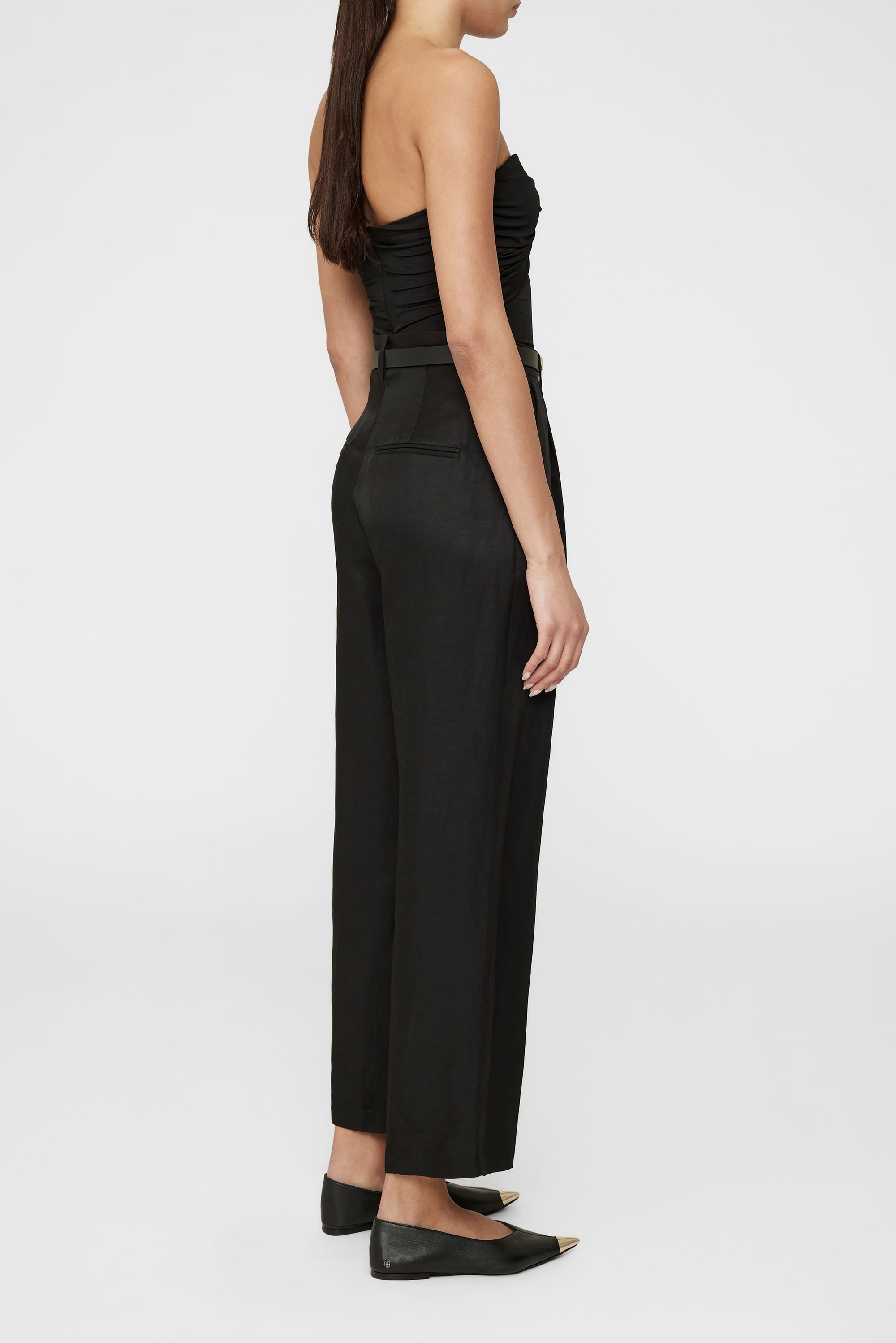 CARRIE ANKLE PANT - BLACK LINEN BLEND
