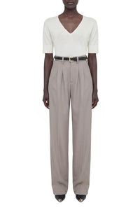 Carrie high-waisted wool trousers - Taupe