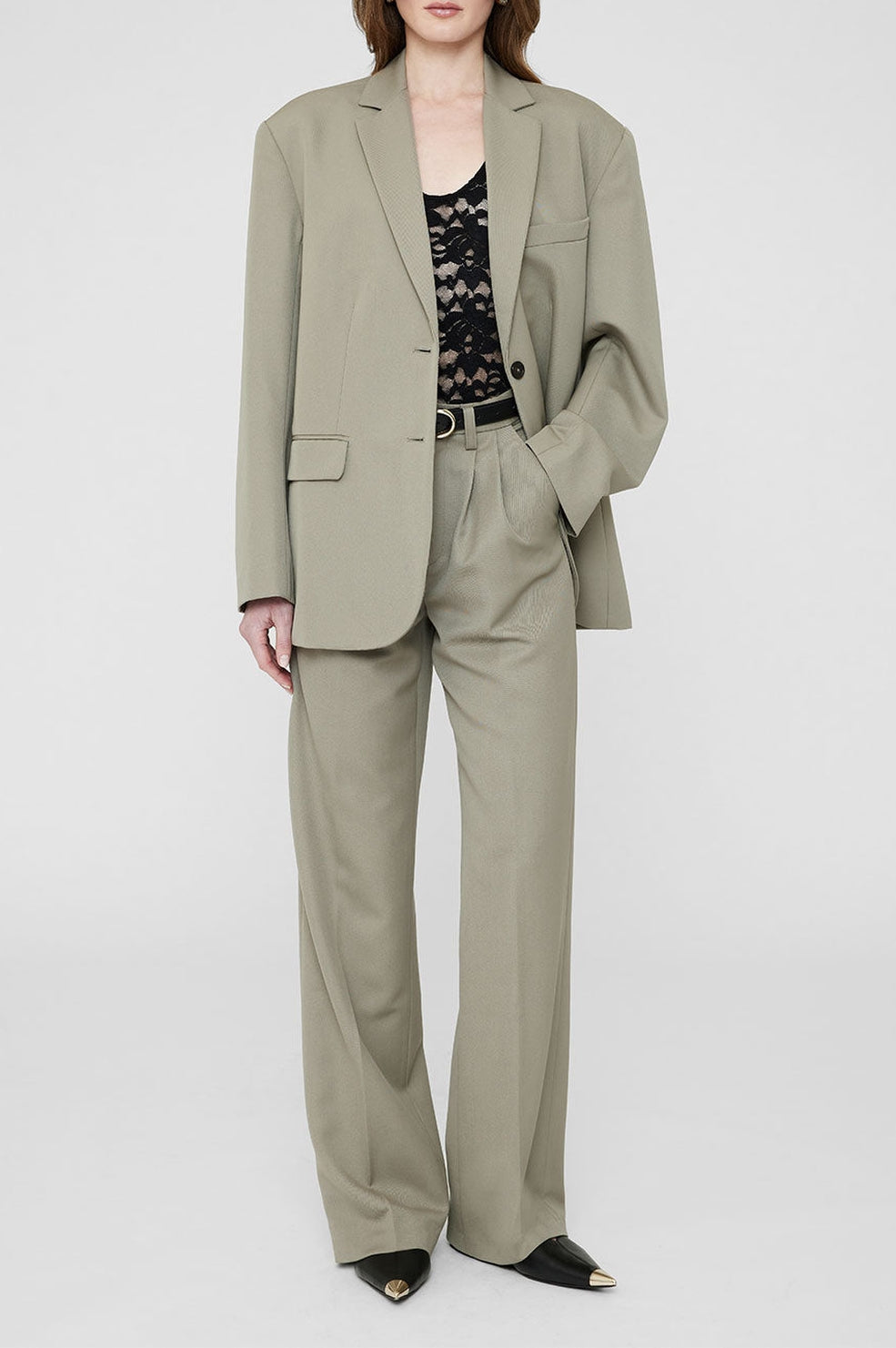 Carrie high-waisted trousers in wool - Green