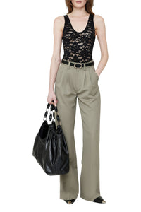 Carrie high-waisted trousers in wool - Green