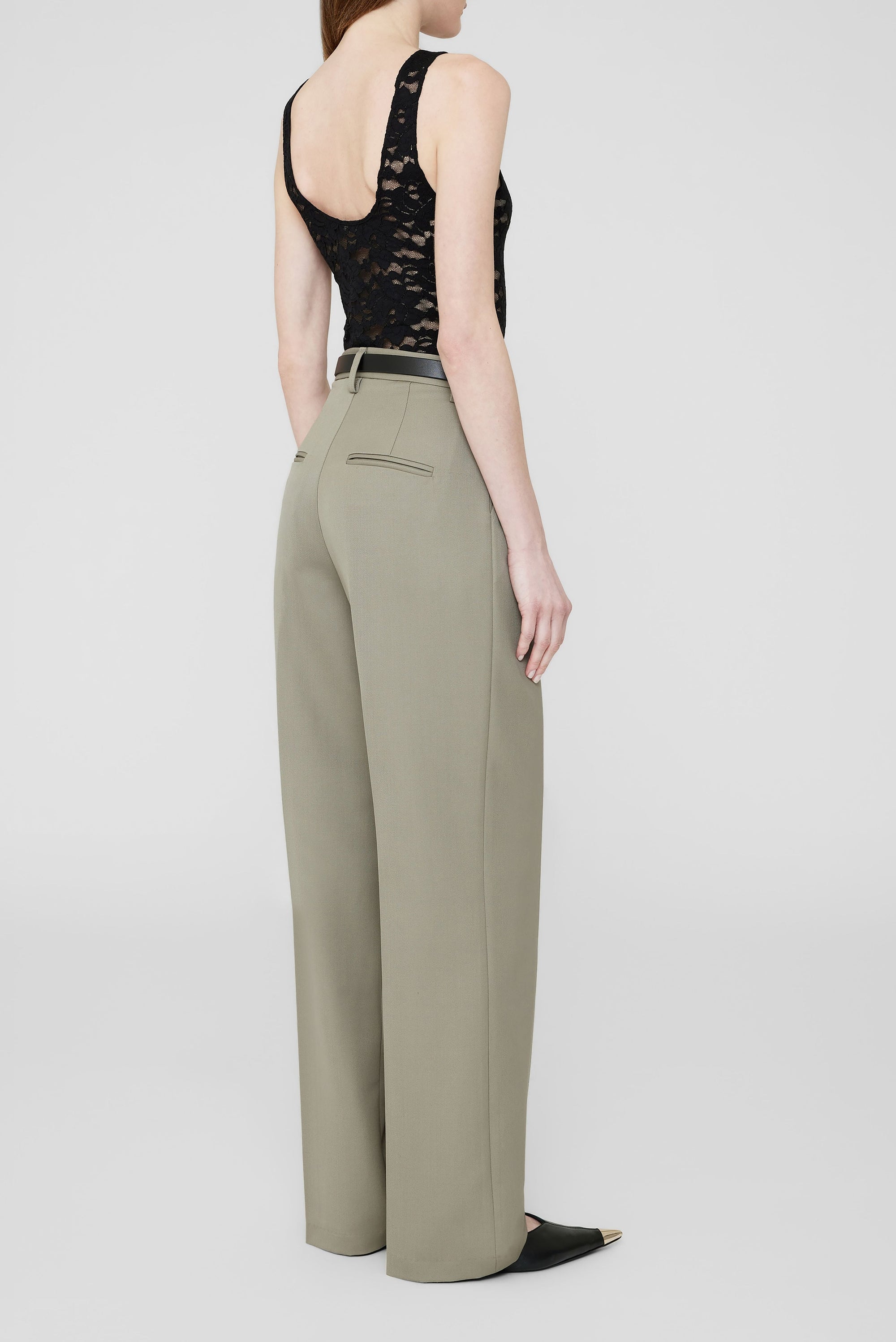 Carrie high-waisted trousers in wool - Green