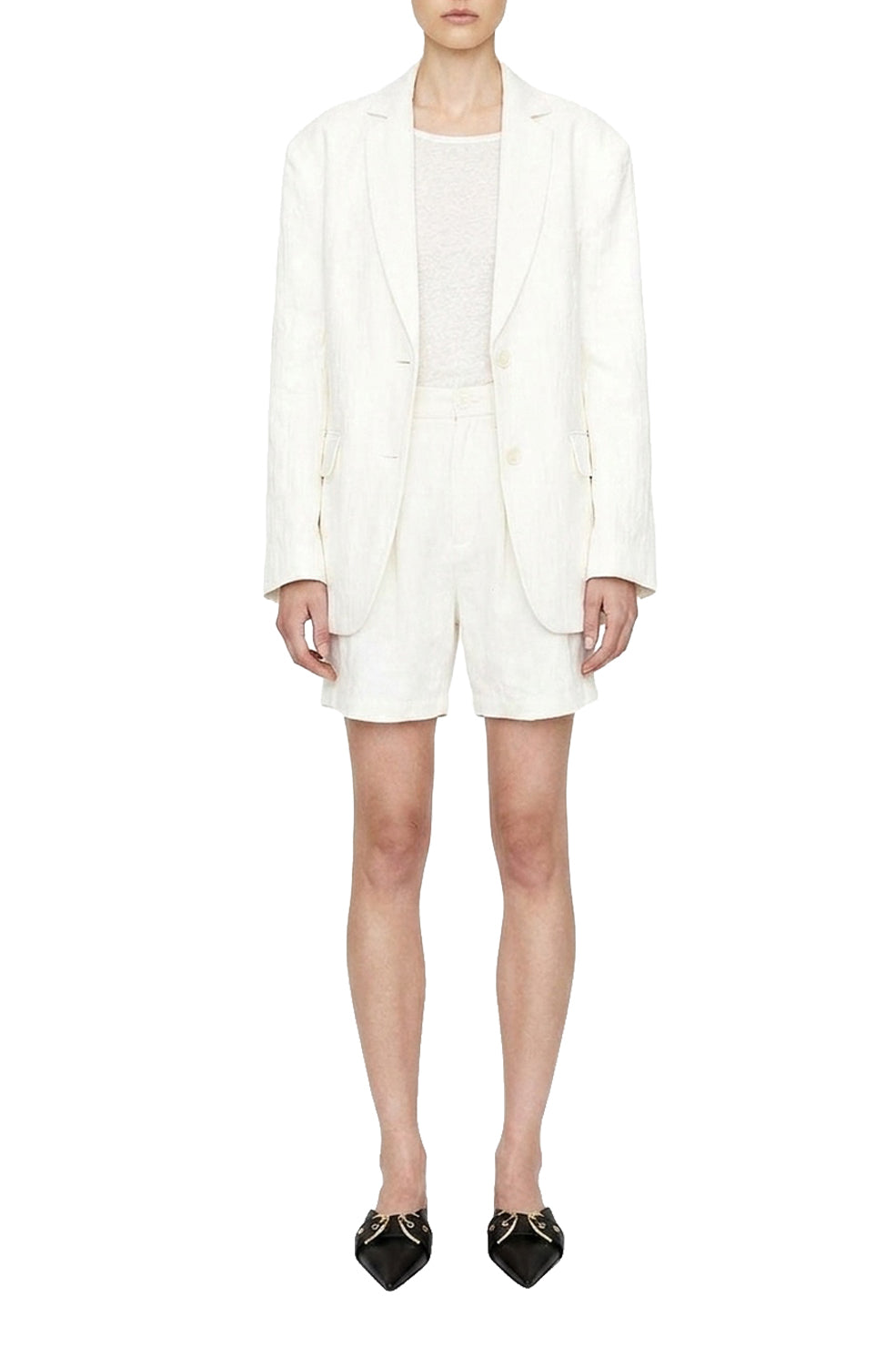 Carrie high-waisted shorts in linen - Off White