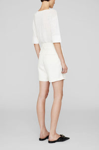 Carrie high-waisted shorts in linen - Off White