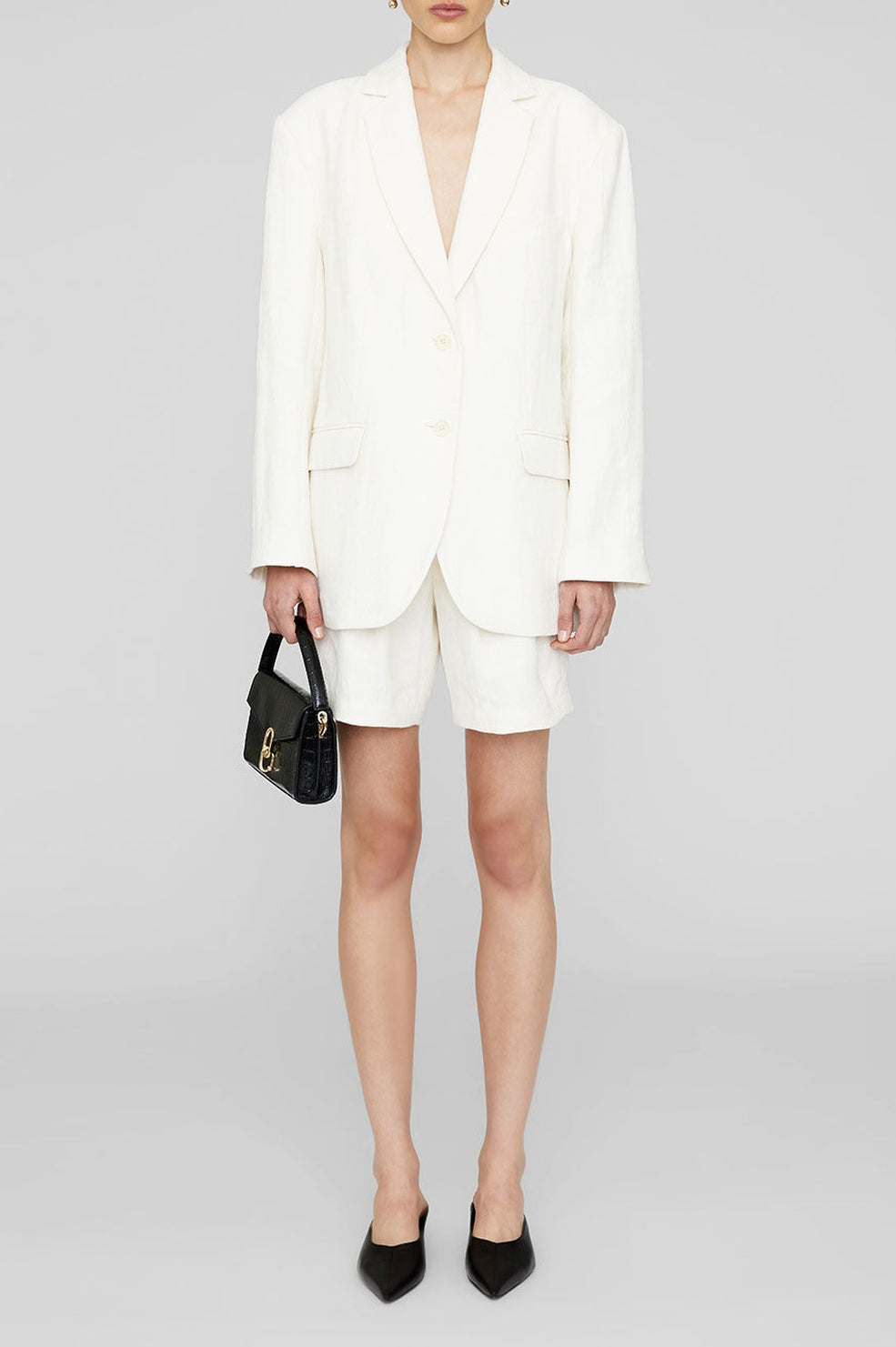 Carrie high-waisted shorts in linen - Off White