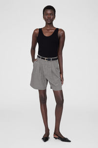 CARRIE SHORT - BLACK AND WHITE MINI HOUNDSTOOTH