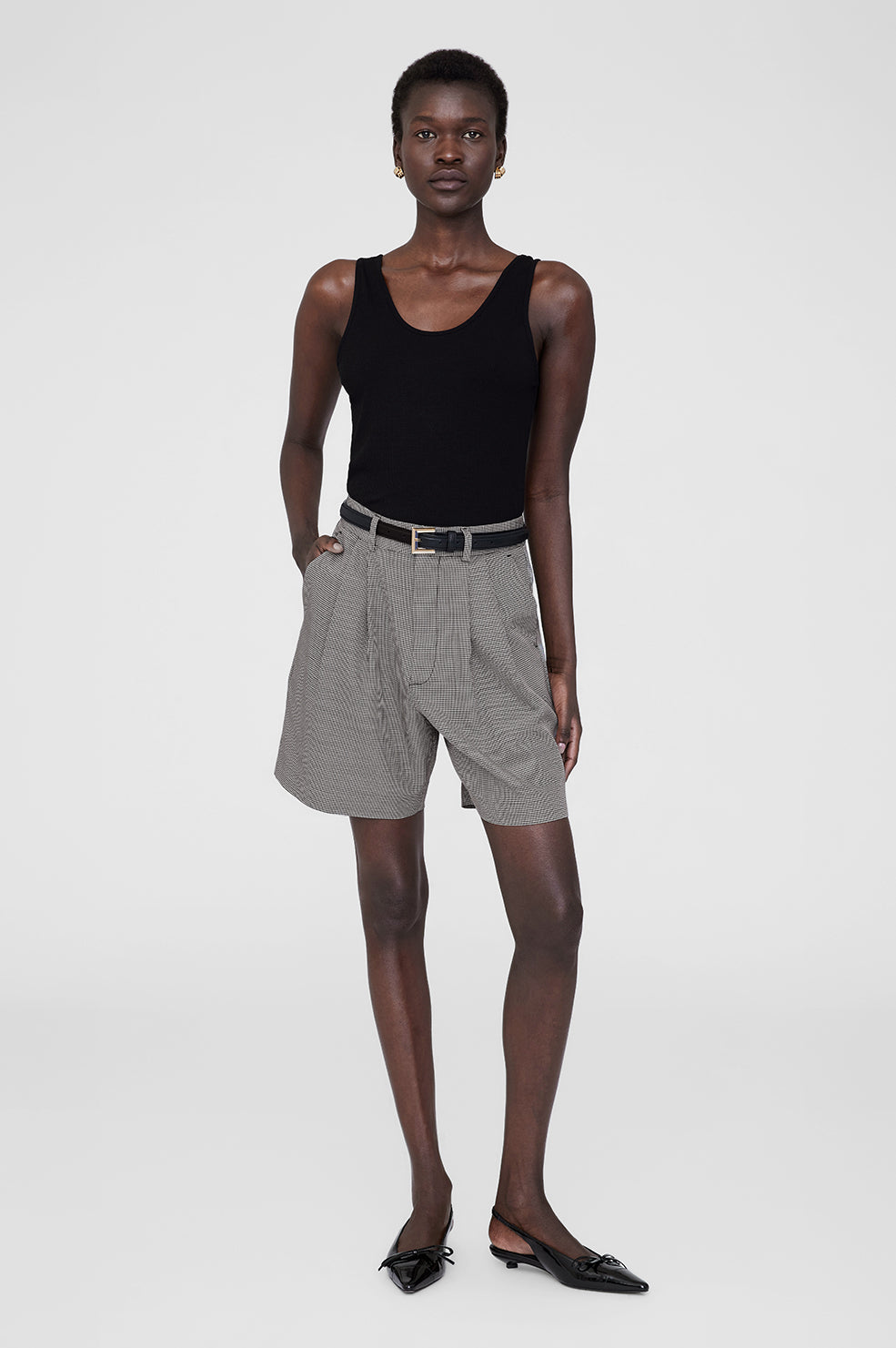 CARRIE SHORT - BLACK AND WHITE MINI HOUNDSTOOTH