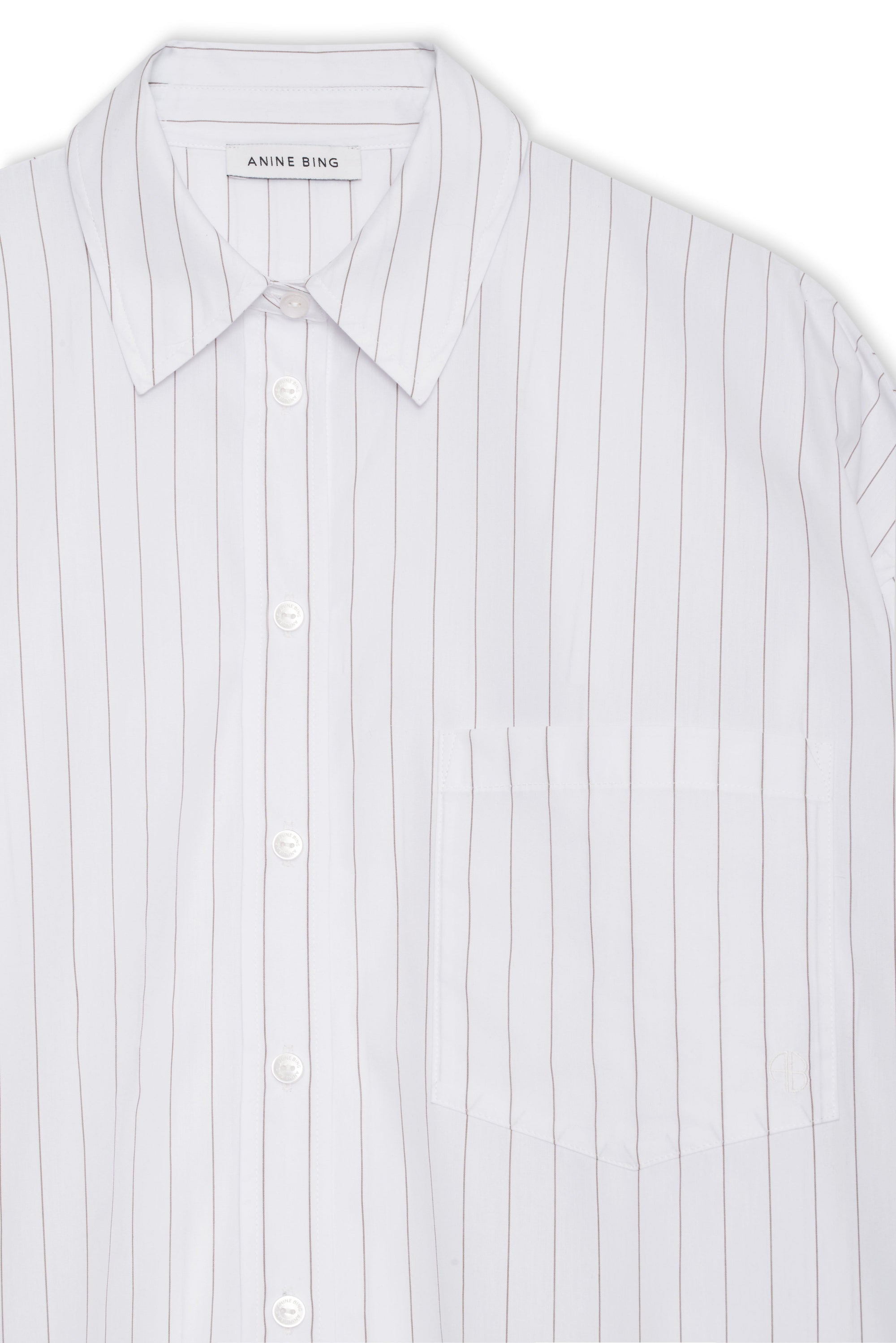 CHRISSY SHIRT - WHITE AND TAUPE STRIPE
