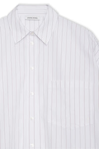 CHRISSY SHIRT - WHITE AND TAUPE STRIPE