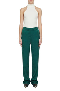 Classic silk mid-rise trousers - Emerald