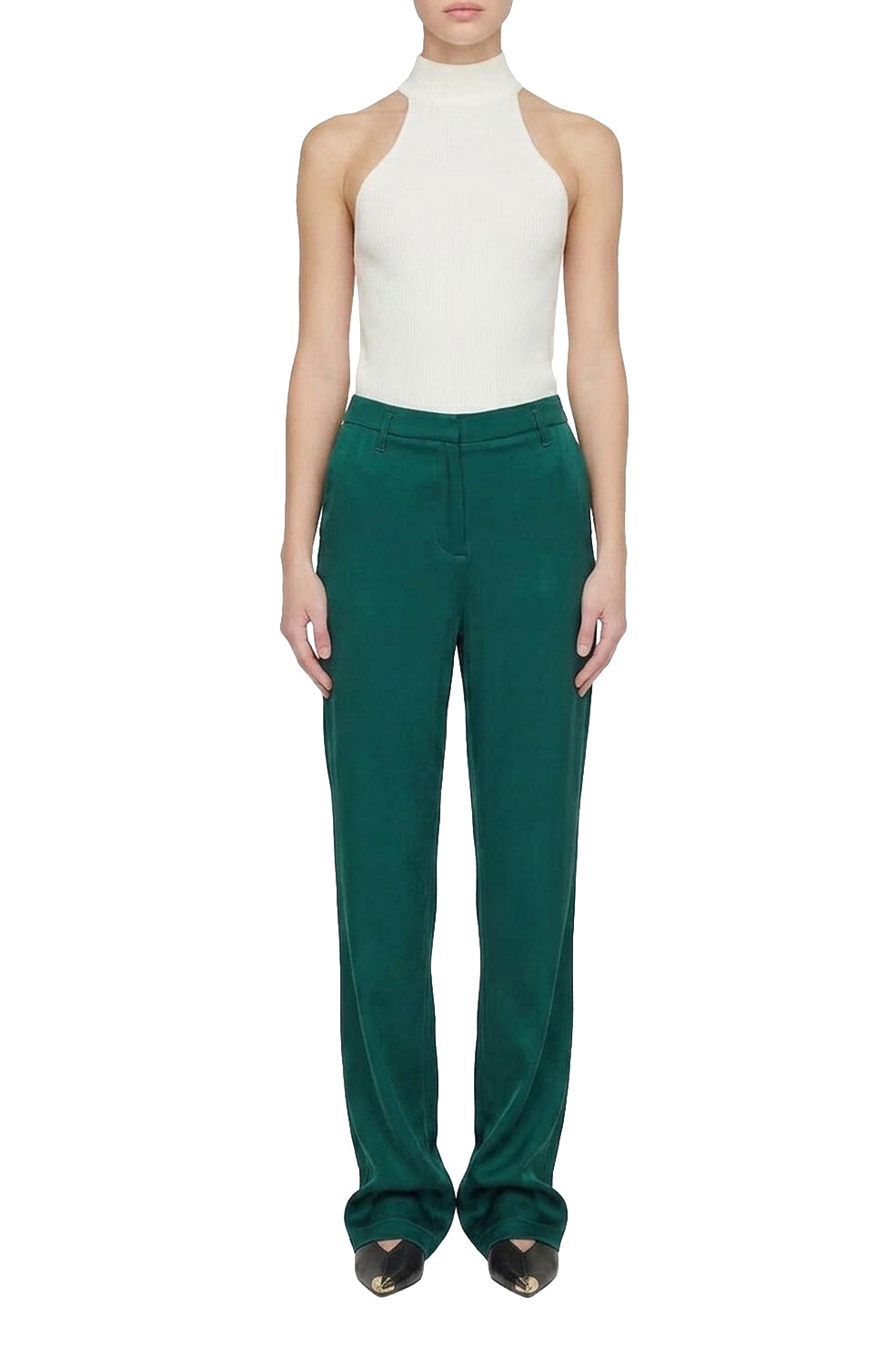 Classic silk mid-rise trousers - Emerald