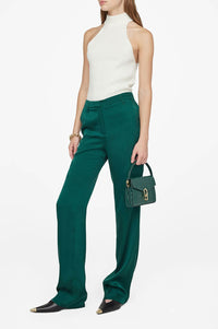 Classic silk mid-rise trousers - Emerald
