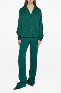 Classic silk mid-rise trousers - Emerald