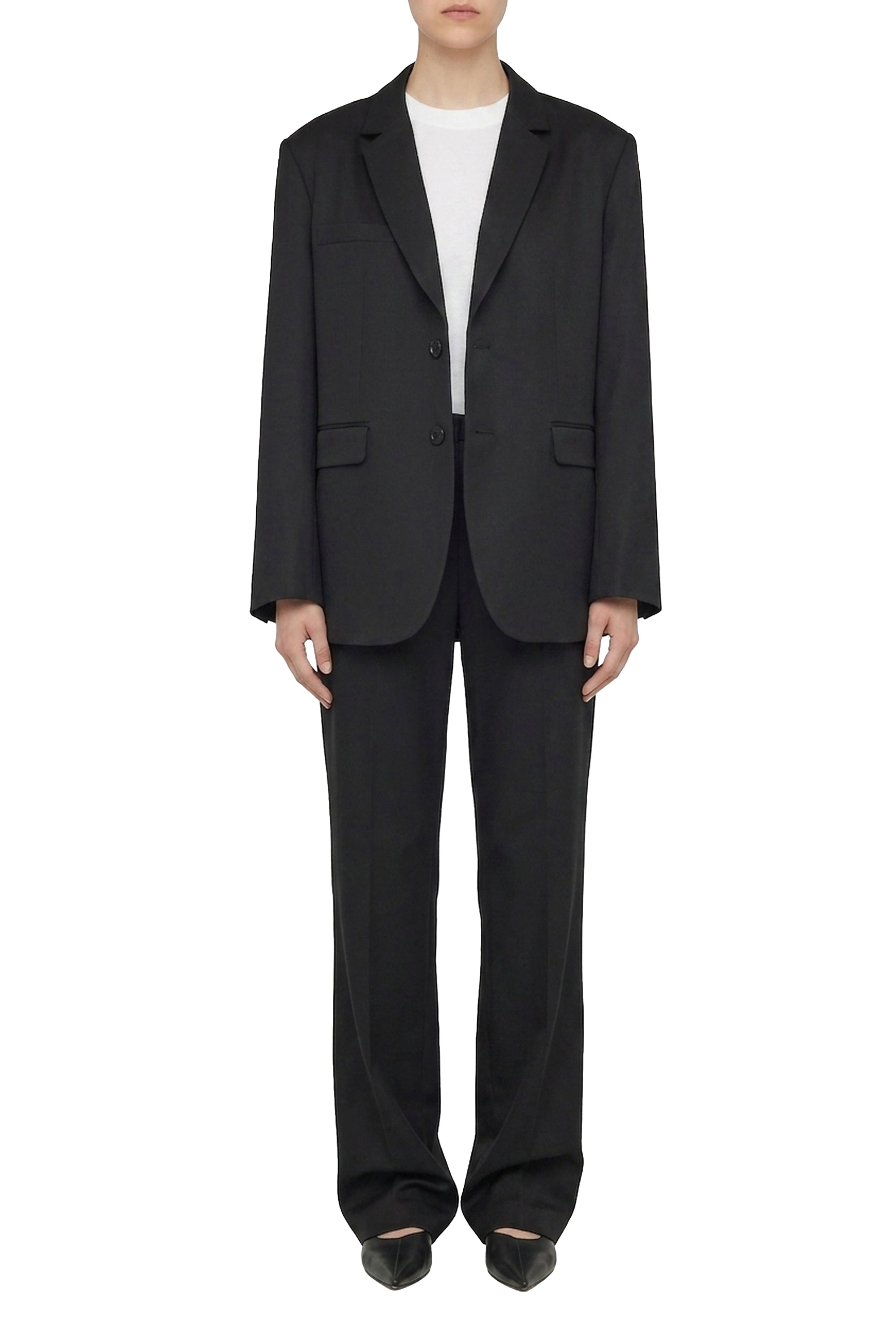 Classic wool mid-rise trousers - Black