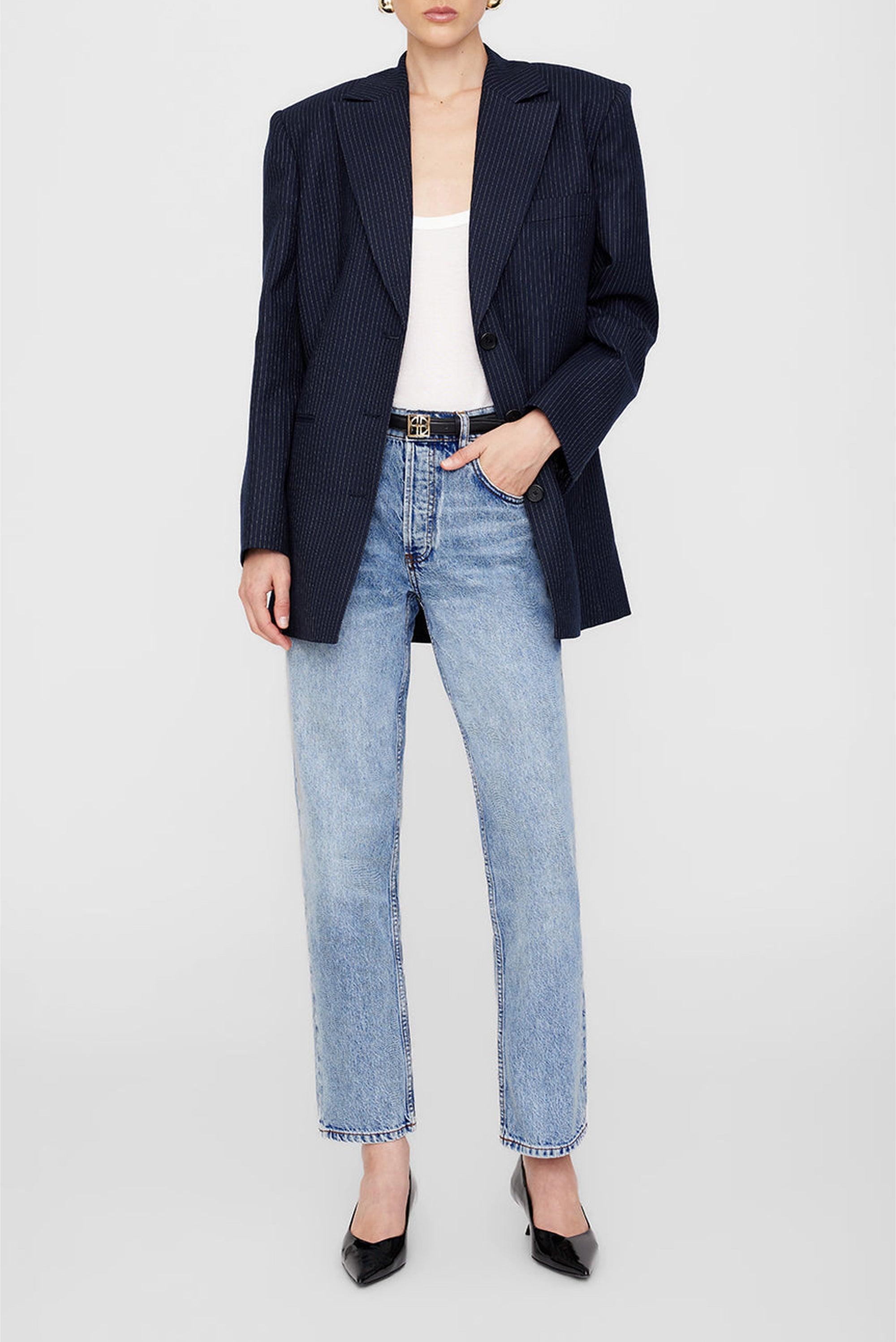 DECLAN BLAZER - NAVY PINSTRIPE