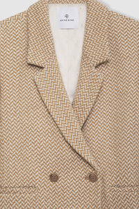 10qty NEW / FISHBONE BLAZER - TAN AND CREAM