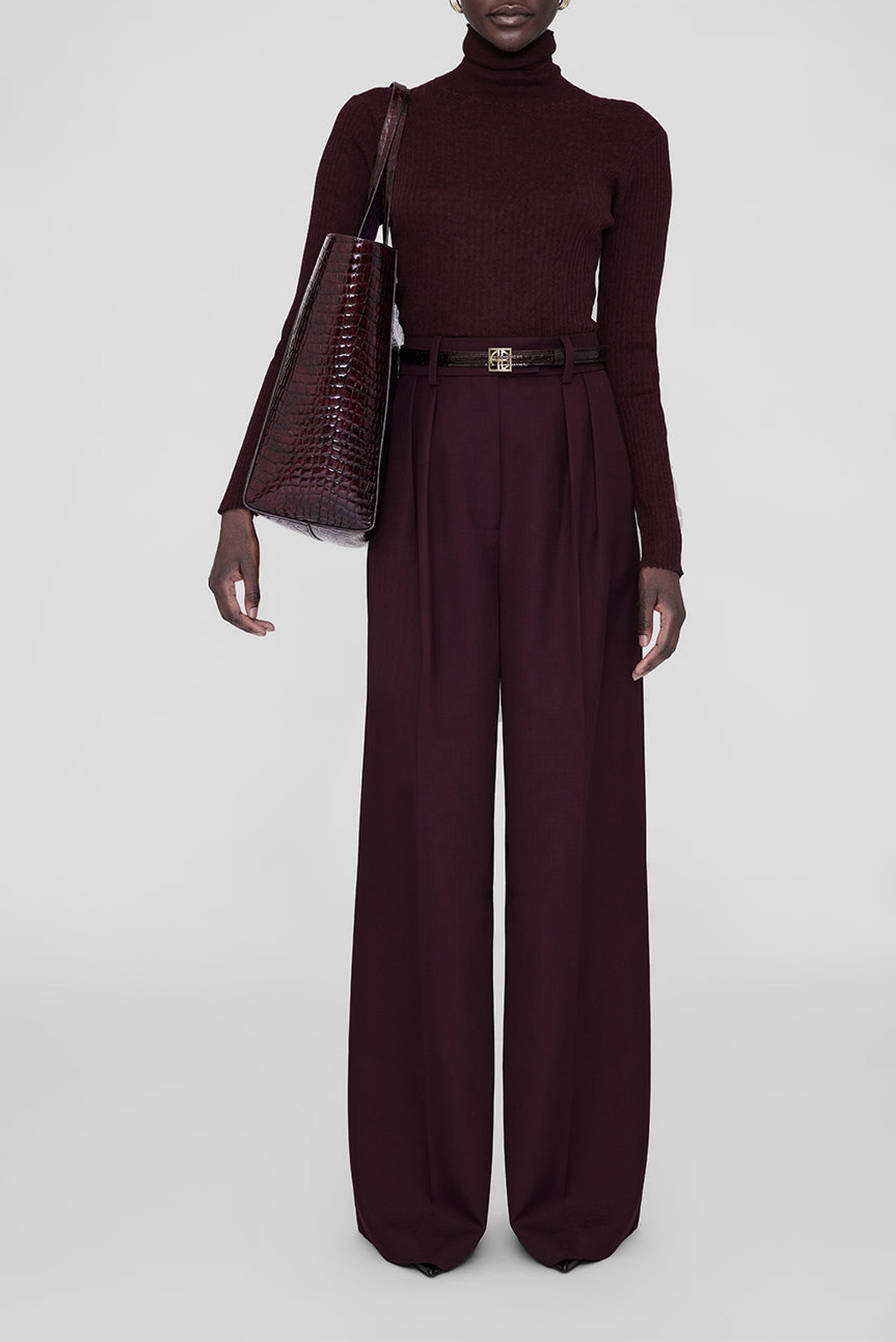 2qty NEW / ELLY TOTE - BURGUNDY EMBOSSED
