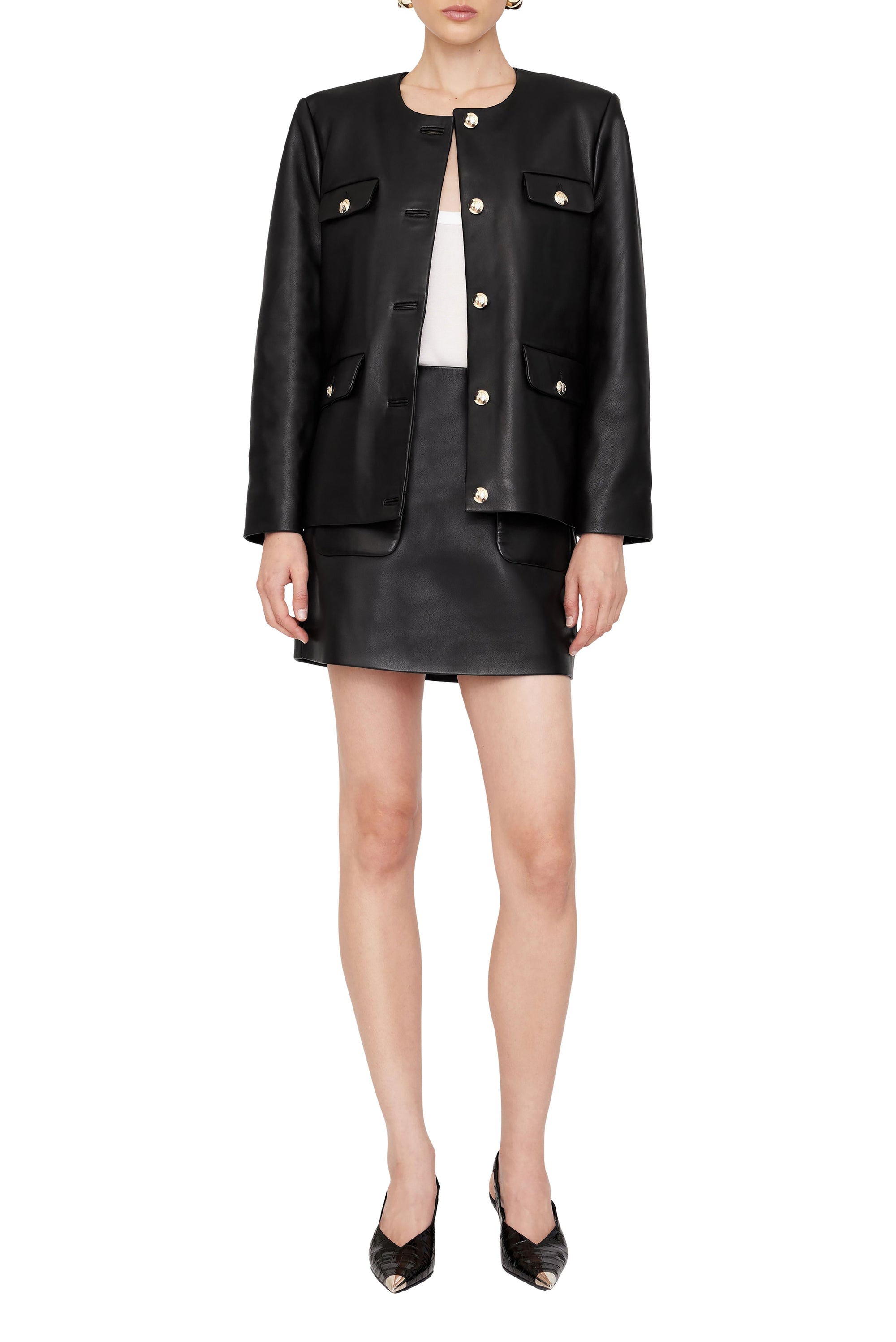 Jupe mini Finn en cuir - Black