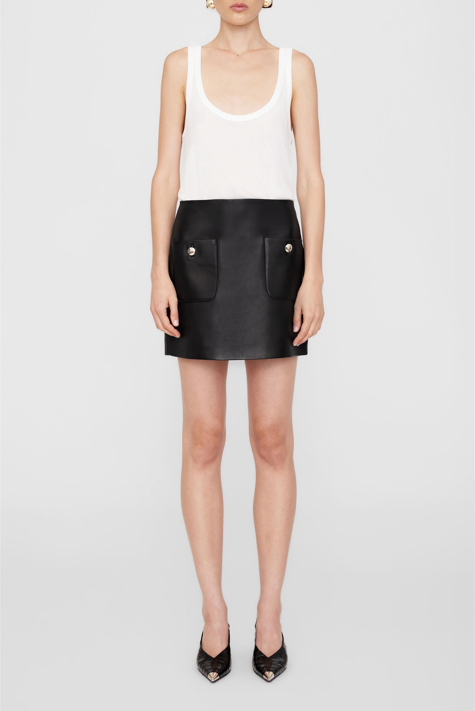 Jupe mini Finn en cuir - Black