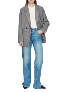 FISHBONE BLAZER - BLACK AND OFF WHITE