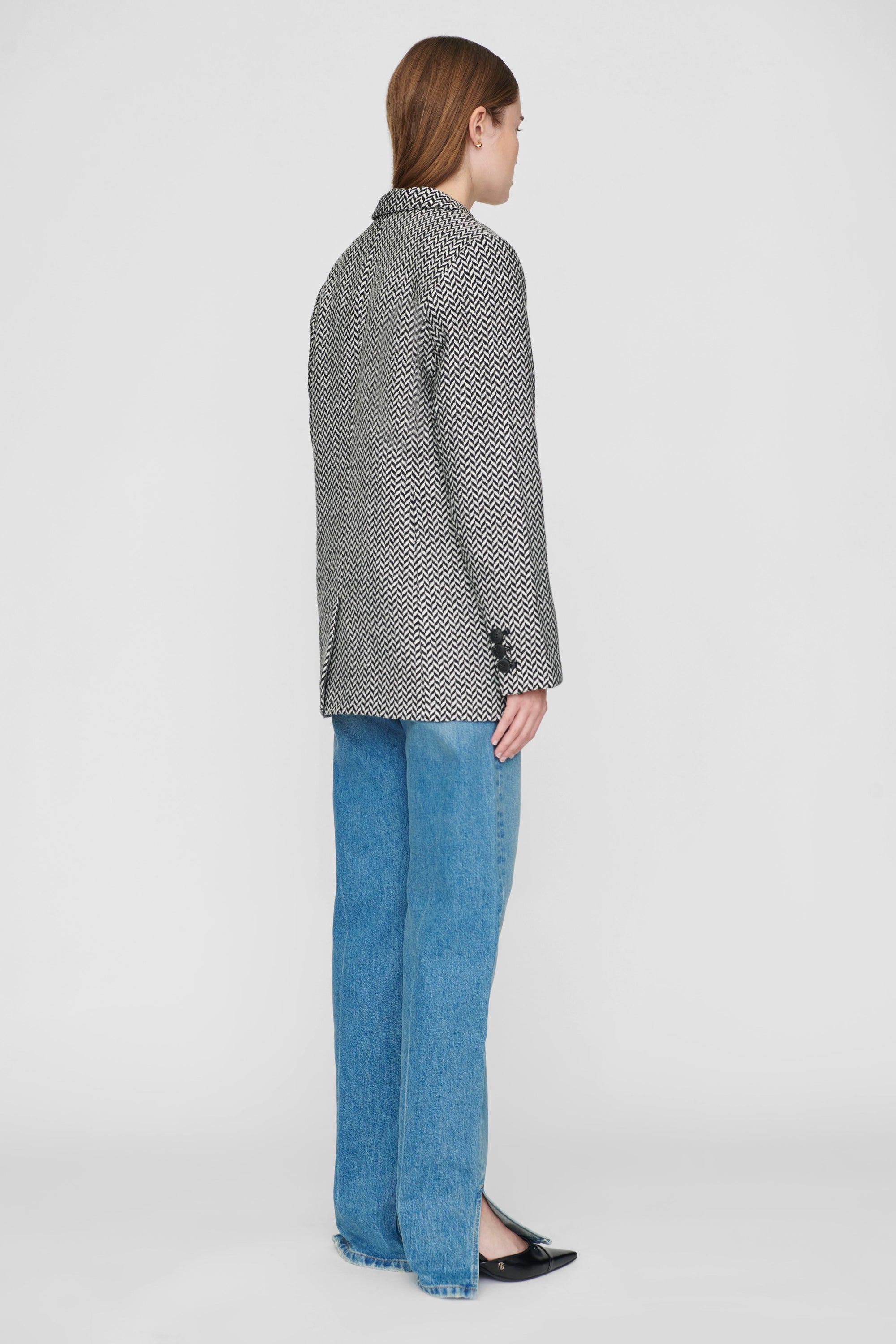 8qty RELIQUAT 150€ / FISHBONE BLAZER - BLACK AND OFF WHITE