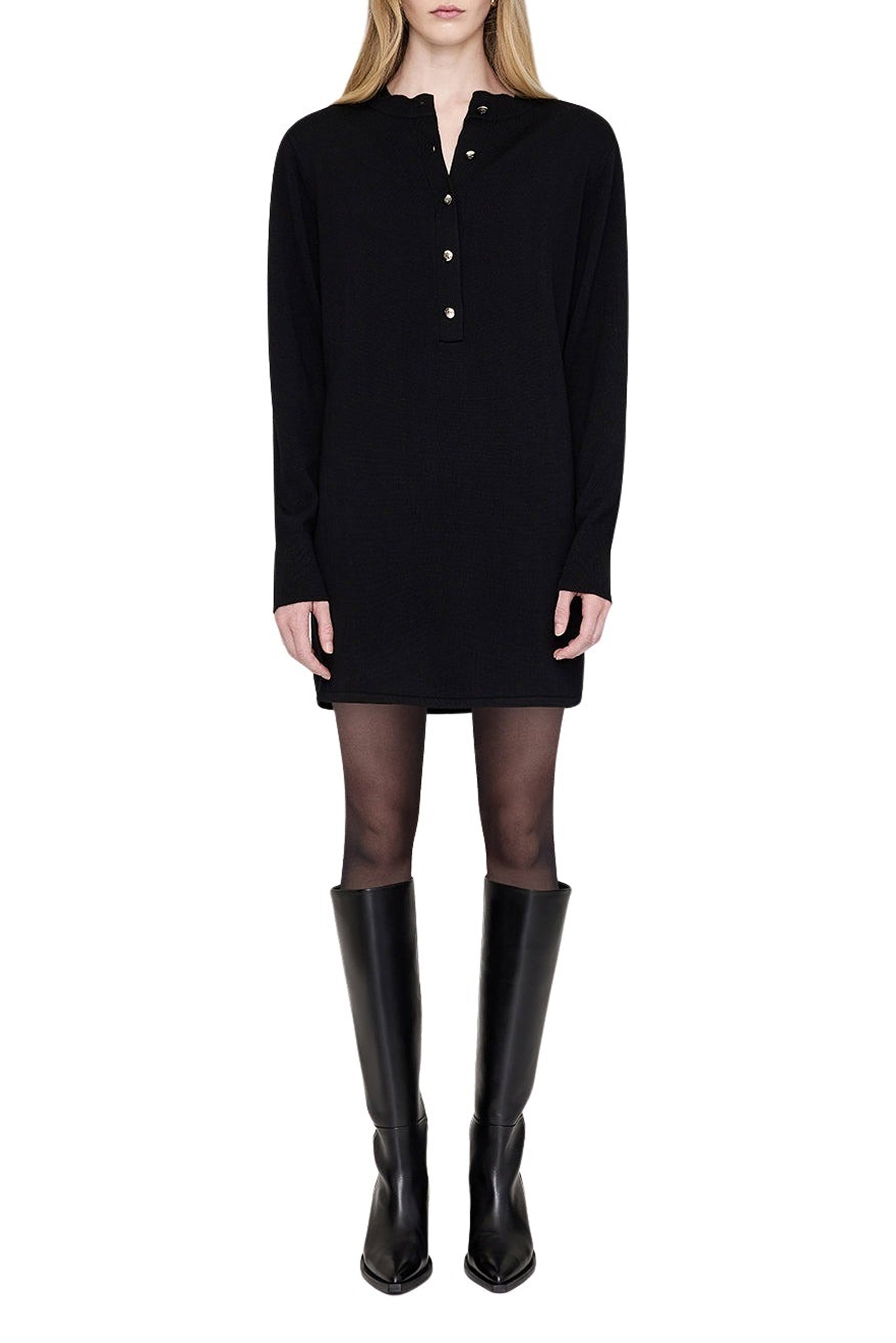 GHITA DRESS - BLACK CASHMERE BLEND