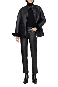 HENRY JACKET - BLACK LEATHER WITH SHEARLING