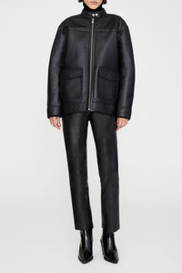 HENRY JACKET - BLACK LEATHER WITH SHEARLING