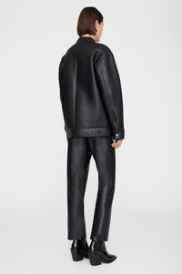 17qty NEW / HENRY JACKET - BLACK LEATHER WITH SHEARLING